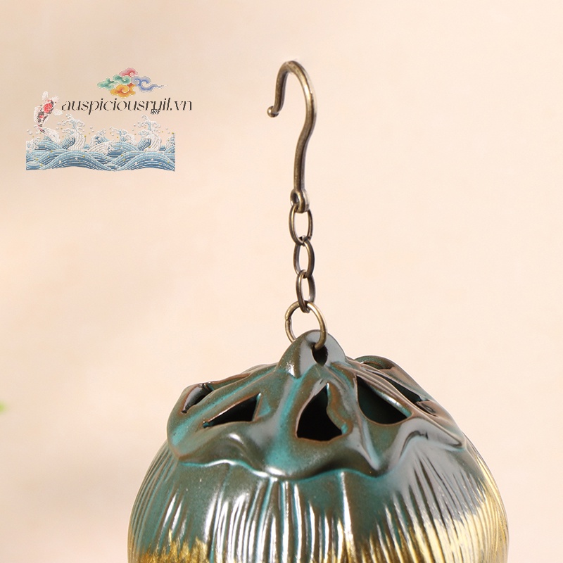 1 Thác Khói Trầm Hương Bằng Gốm Hình Hoa Sen Có Giá Đỡ