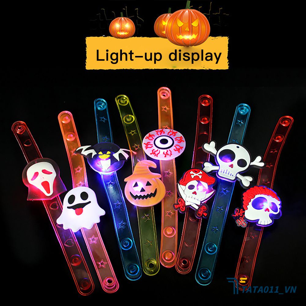 12 Cái/bộ Halloween Dạ Quang Đồng Hồ Có Đèn LED Flash Dây Đeo Cổ Tay Vòng Tay Silicone Đồ Chơi Bằng Cao Su Mềm Cho Trẻ Em (tata011.vn)