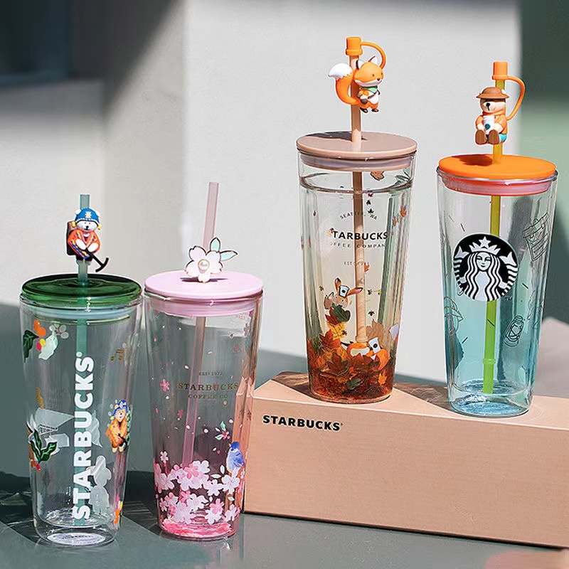 Cốc Thủy Tinh Uống Nước Hai Lớp Cỡ Lớn In Hình Blackpink Starbucks 14 Màu Tùy Chọn