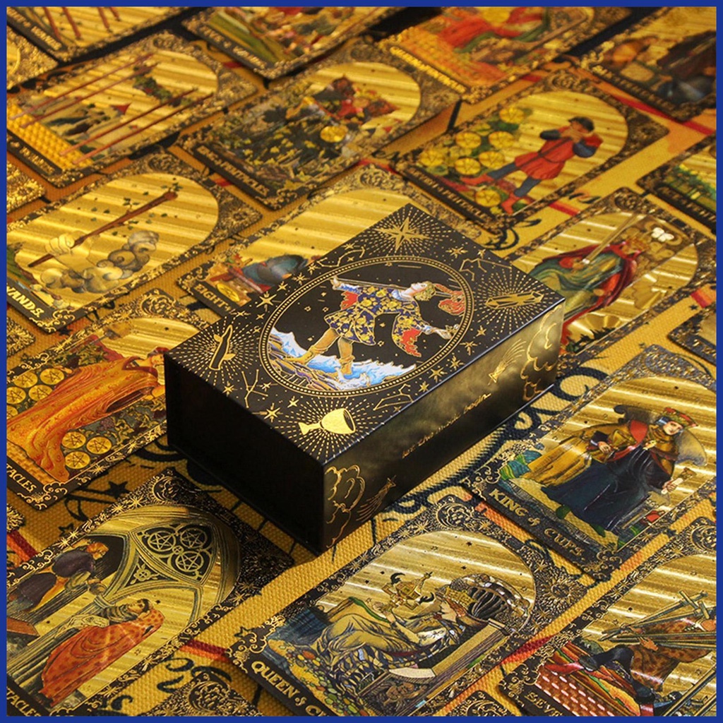 Bộ Bài Tarot Bằng Lá Vàng 12x7cm