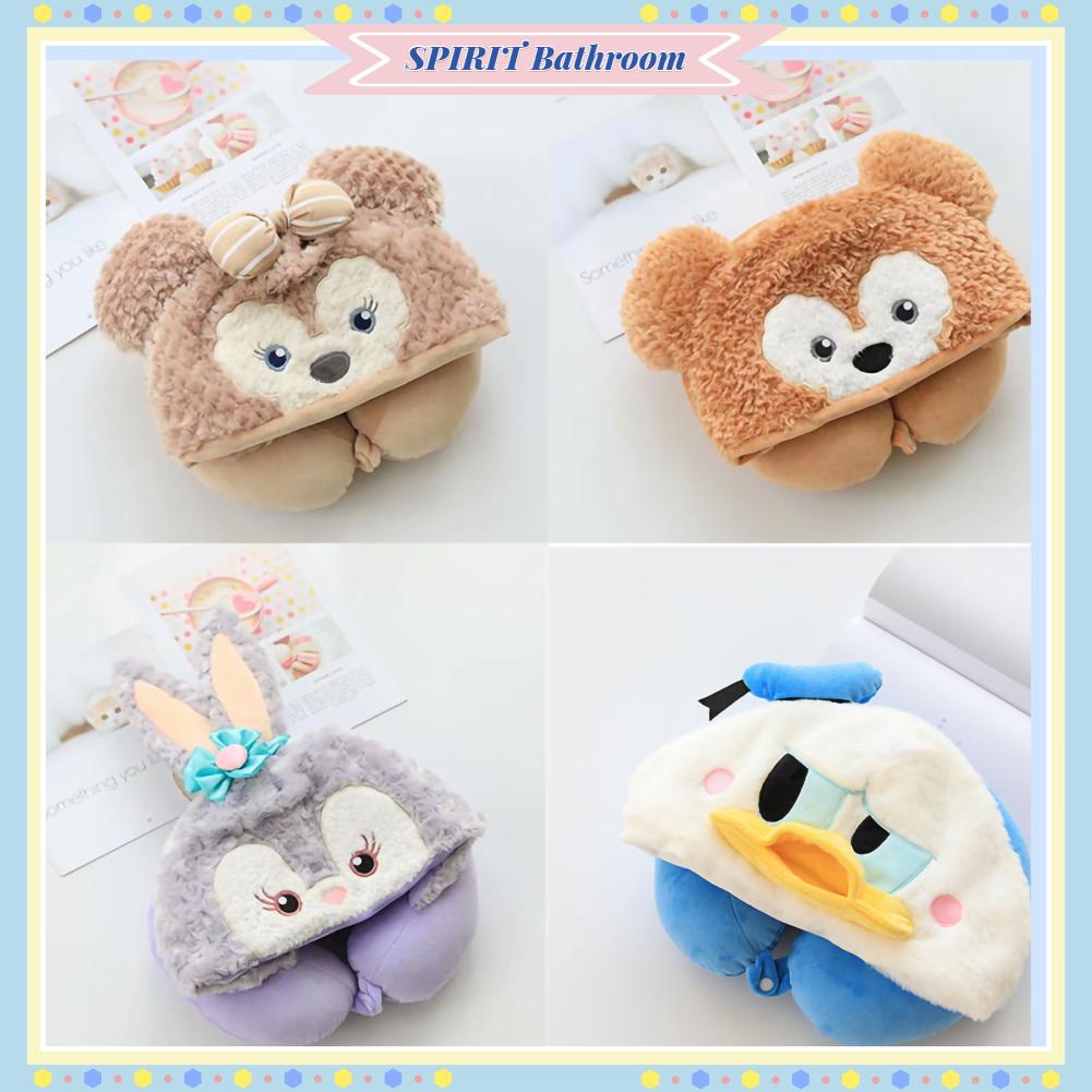 SPIRIT Bathroom Gối Hình Chữ U Có Mũ Trùm Đầu Hoạt Dễ Thương Du Lịch Bông PP Cổ Cho Ghế Ngồi Máy Bay