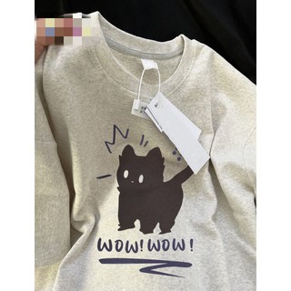 Áo Thun Cotton Ngắn Tay Dáng Rộng Màu Xám Nhạt Phong Cách Retro Mỹ Thời Trang Mùa Hè Cho Nữ