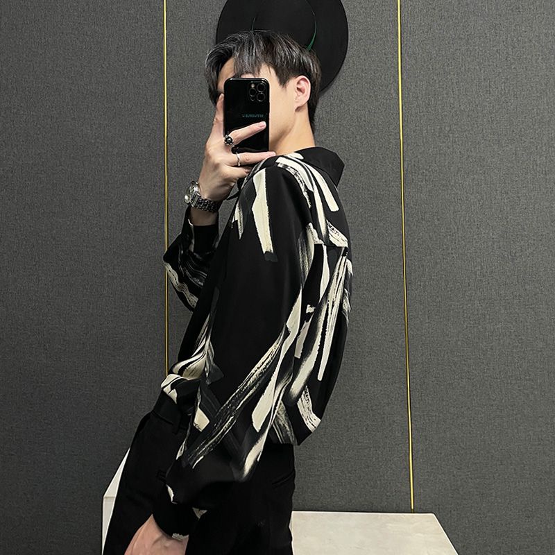 Áo Sơ Mi Tay Dài Họa Tiết Tranh Sơn Dầu Thời Trang Cao Cấp Cho Nam