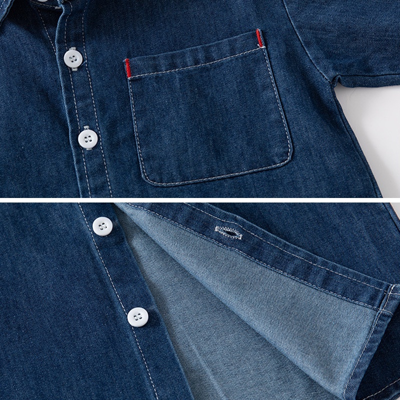 Ljmofa áo sơ mi denim cho bé trai 2-8y mùa xuân và mùa thu thể thao hàn quốc dài tay áo sơ mi giản dị áo khoác