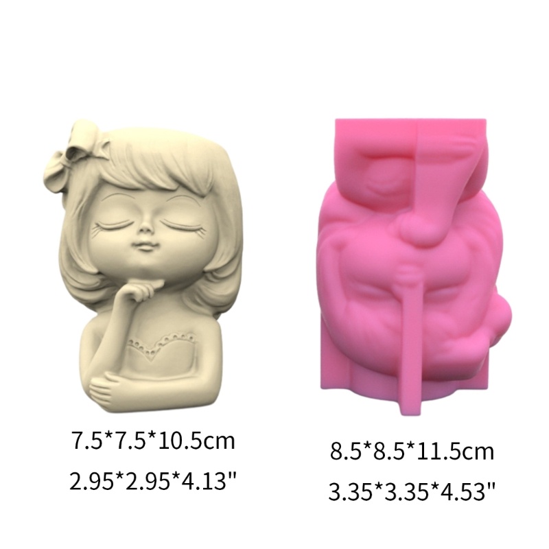 Hoàn hảo bowknot cô gái bê tông silicone nồi khuôn mọng nước lọ hoa đất sét xi măng thạch cao khuôn tự làm vườn nhà chậu hoa