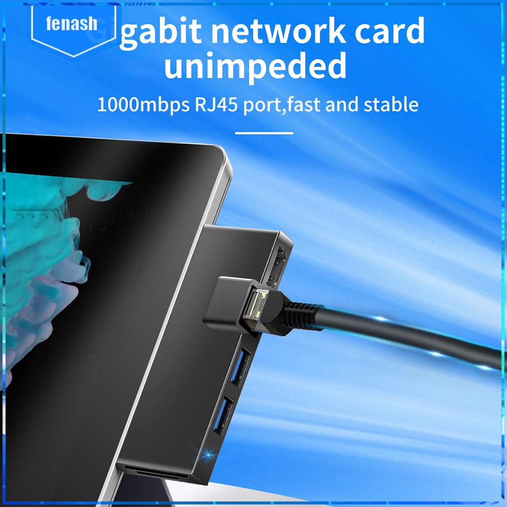Đối với surface pro 4/5/6 docking station 6 trong 1 hub với hdmi tương thích rj45