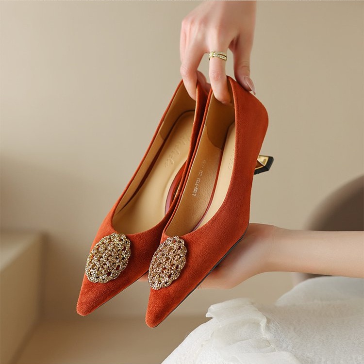 Giày cao gót nữ mũi nhọn miệng nông văn phòng Hàn Quốc Size 34-39