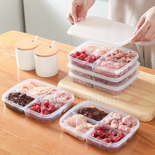 4 lưới hộp bảo quản tủ đông nhà bếp hình chữ nhật tủ lạnh tủ lạnh tổ chức hộp đựng thực phẩm bằng nhựa thịt rau trái cây bộ chia hộp lưu trữ