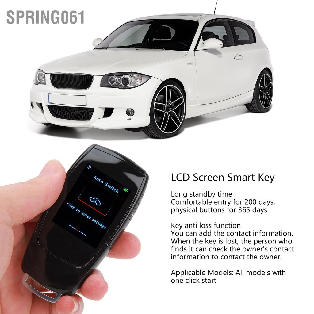 Spring061 Màn Hình LCD Chìa Khóa Thông Minh Thoải Mái Móc Treo Tự Động Bluetooth 5.0 Đa Năng Cho Một Lần Bấm Bắt Đầu Xe