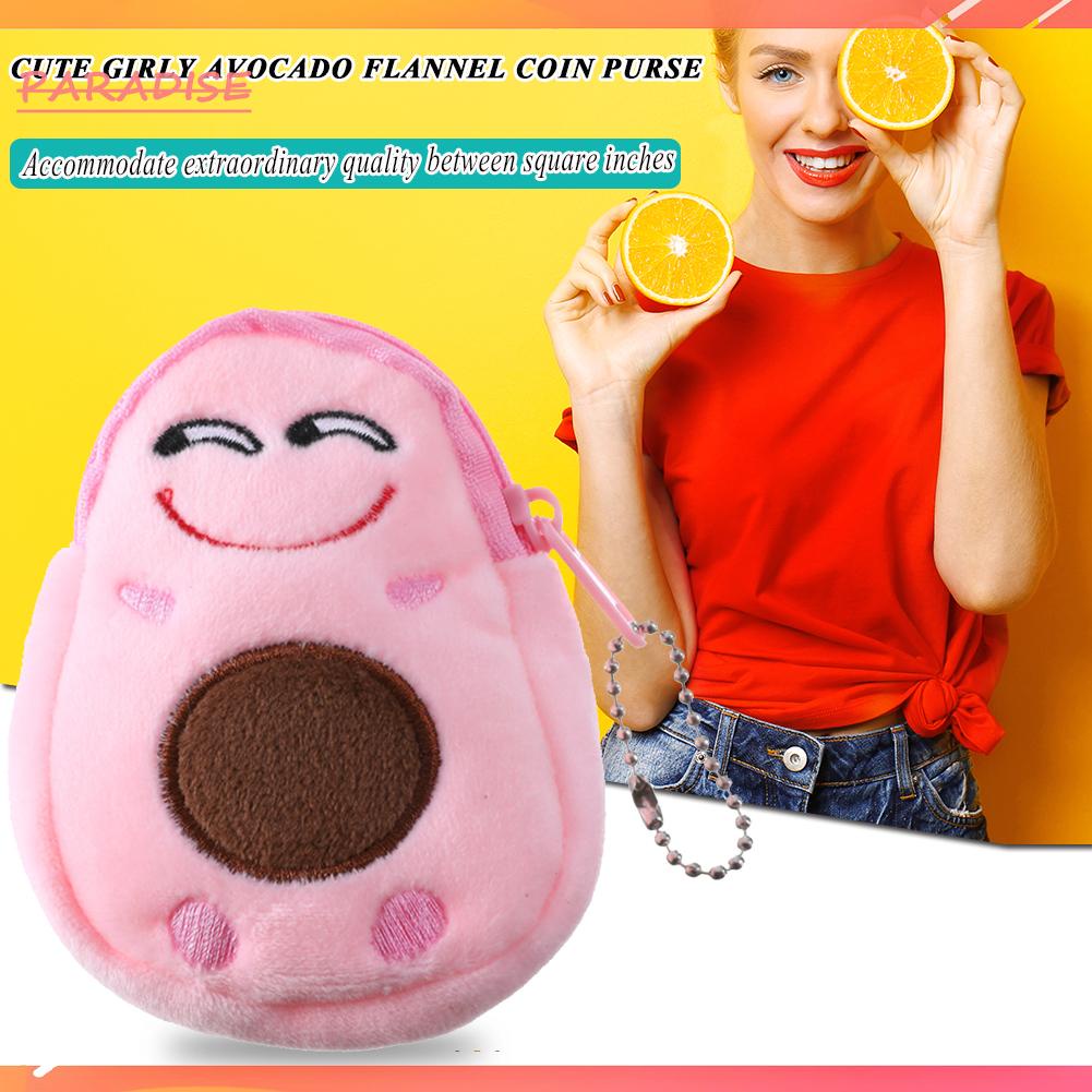 Thời trang nữ hình quả bơ ví tiền xu nhỏ treo mặt dây chuyền ví nhỏ