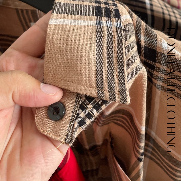 Áo sơ mi caro vải bóng dài tay kiểu dáng basic nhiều màu sắc vải mềm nhẹ - donulatte.clothing