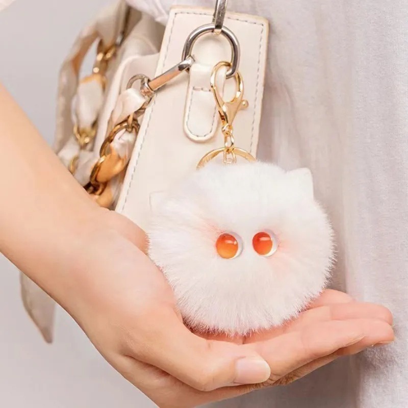 Cặp đôi sinh viên dễ thương lông thú hoạt hình ba lô mặt dây chuyền sáng tạo kawaii vui nhộn động vật sang trọng keychain thời trang phụ kiện chìa khóa xe