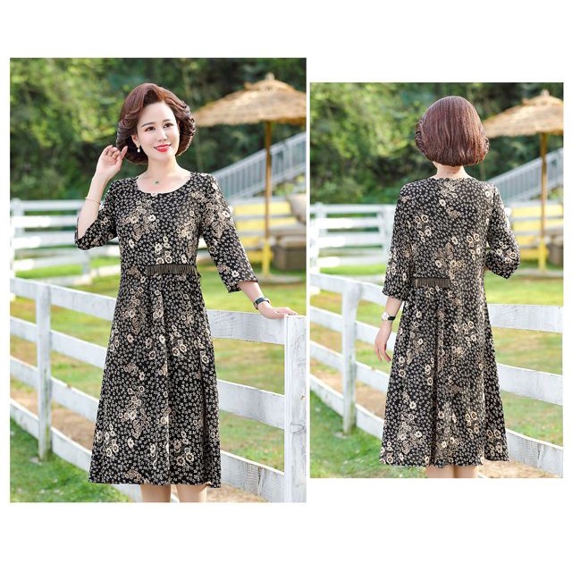 Đầm Tay Lửng Thời Trang Mùa Hè Dành Cho Phụ Nữ Trung Niên Plus