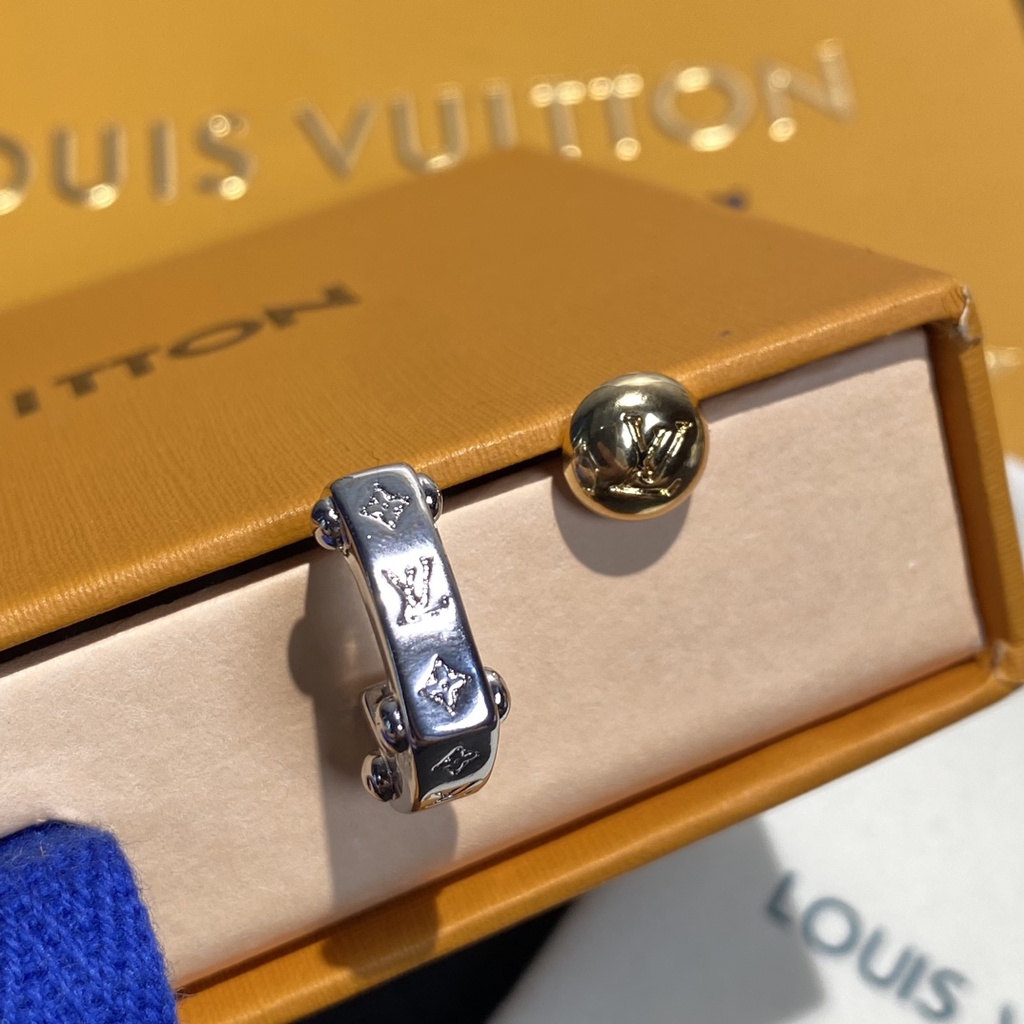 Lv bông tai titan thép chữ logo vòng đeo tai stud bông tai trang sức nữ