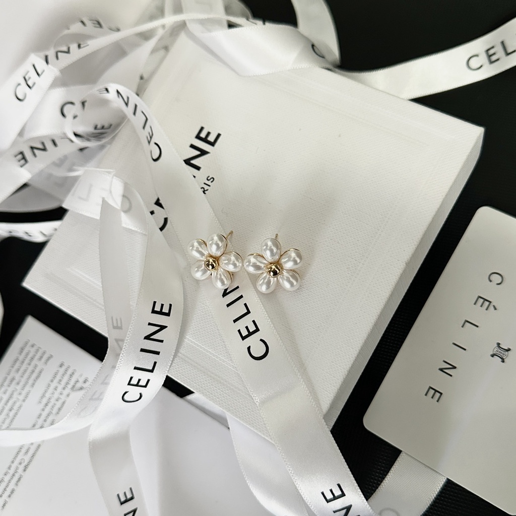 Celine bông tai titan thép chữ logo tai hoop stud bông tai trang sức phụ nữ