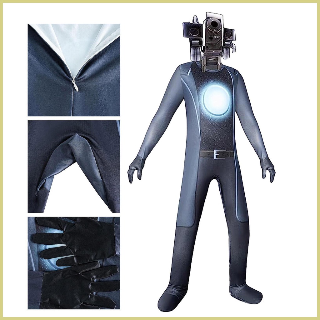 Skibidi toilet tv man cosplay bodysuit / titan cameraman trang phục cho trẻ em  aseavn