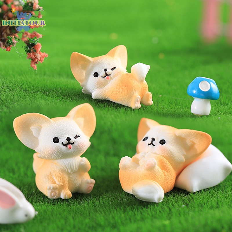 Phim hoạt hình dễ thương fox resin vườn cổ tích bức tượng nhỏ trang trí vi cảnh trang trí nội thất phụ kiện nhà búp bê