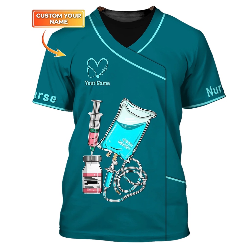 2023 summer mens t shirt dụng cụ điều dưỡng pesonalized 3d in unisex tshirt y tá đồng phục y tế scrubs quần áo t-shirt dw185