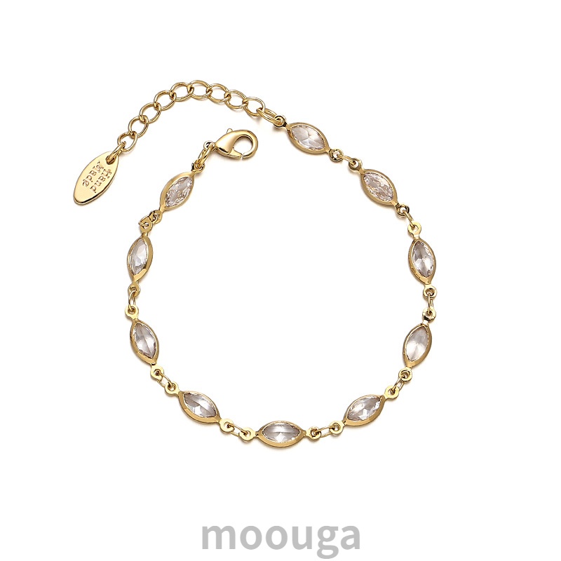 Moouga / Vòng Tay Đính Đá Zircon Hình Trái Tim Đơn Giản Phong Cách Retro Pháp