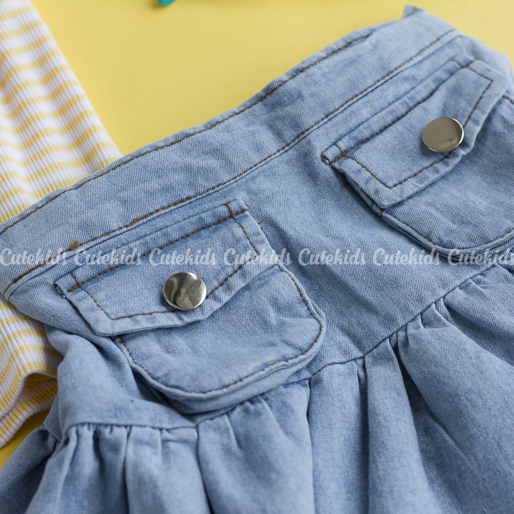 Chân váy jeans thun Mango xuất xịn