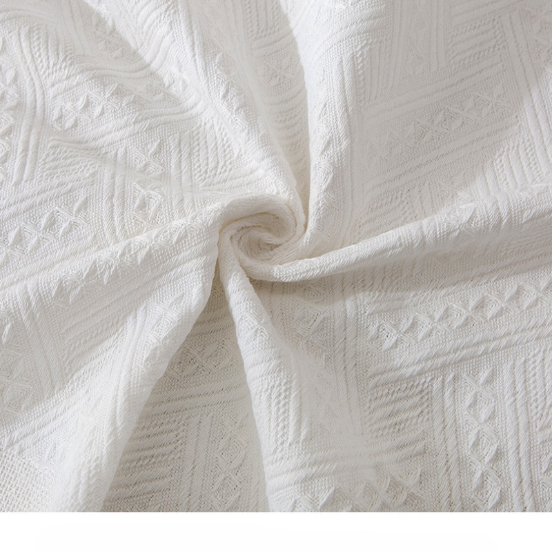 Khăn Trải Bàn Vuông / Tròn Bằng Vải Lanh cotton Phối Tua Rua Trang Trí Bàn Ăn Tối 2 / 4 / 6 / 8
