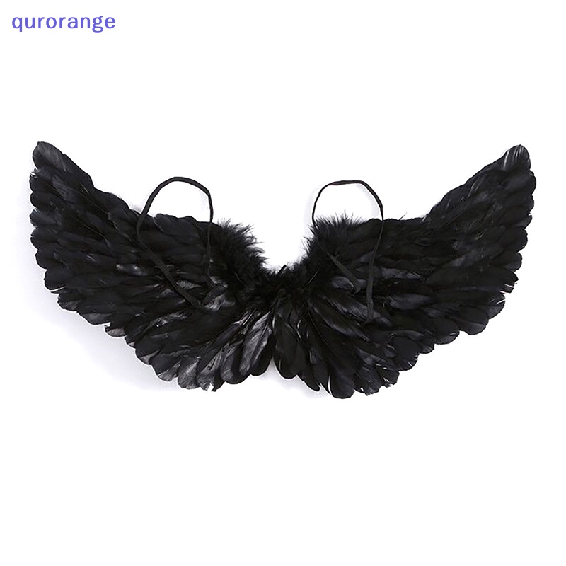Qurange 1pc đôi cánh thiên thần trắng đen cánh lông vũ người lớn trẻ em quà tặng sinh nhật cosplay ror
