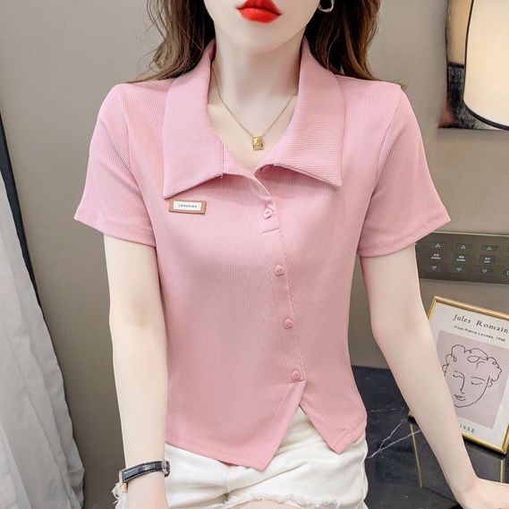 Áo Thun polo Ngắn Tay Dáng Ôm Thiết Kế Xẻ Tà Thời Trang Mùa Hè Hàng Mới Dành Cho