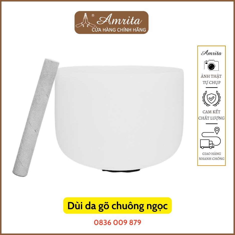 Dùi da lộn gõ chuông ngọc, chuông thạch anh, chùi gõ chuông xoay, chày gõ chuông crystal - Amrita