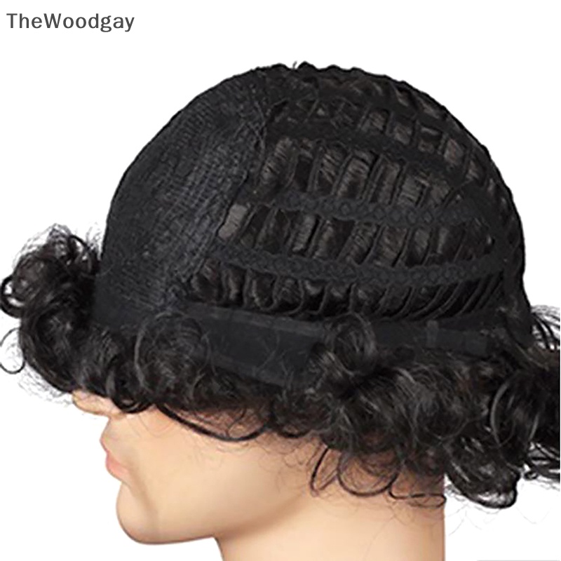 Thewoodgay 1 bộ nam giới màu đen ngắn xoăn tổng hợp cosplay tóc giả vàng nâu những năm 70 80 disco mustache chuỗi vàng halloween trang phục bên tóc giả en