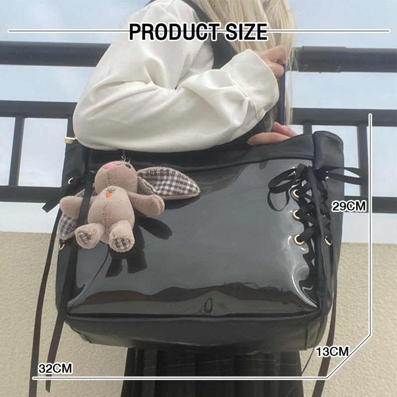 Túi xách nữ fresh girls túi xách hai chiều vải sinh viên một vai túi đeo chéo trong suốt