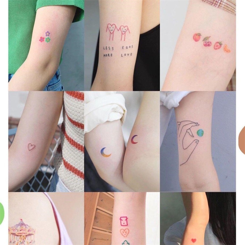 32 cái ins hình xăm dễ thương sticker cô gái ngọt ngào cánh tay xương đòn ngón tay không thấm nước hình xăm tạm thời phụ kiện