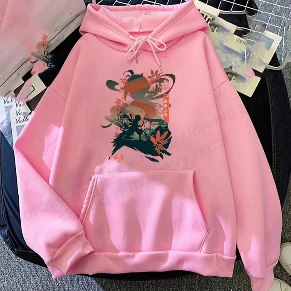 Hoodies hot game genshin impact kaedehara kazuha in áo nỉ nam nữ thời trang áo khoác trung tính áo khoác hoodie quá khổ
