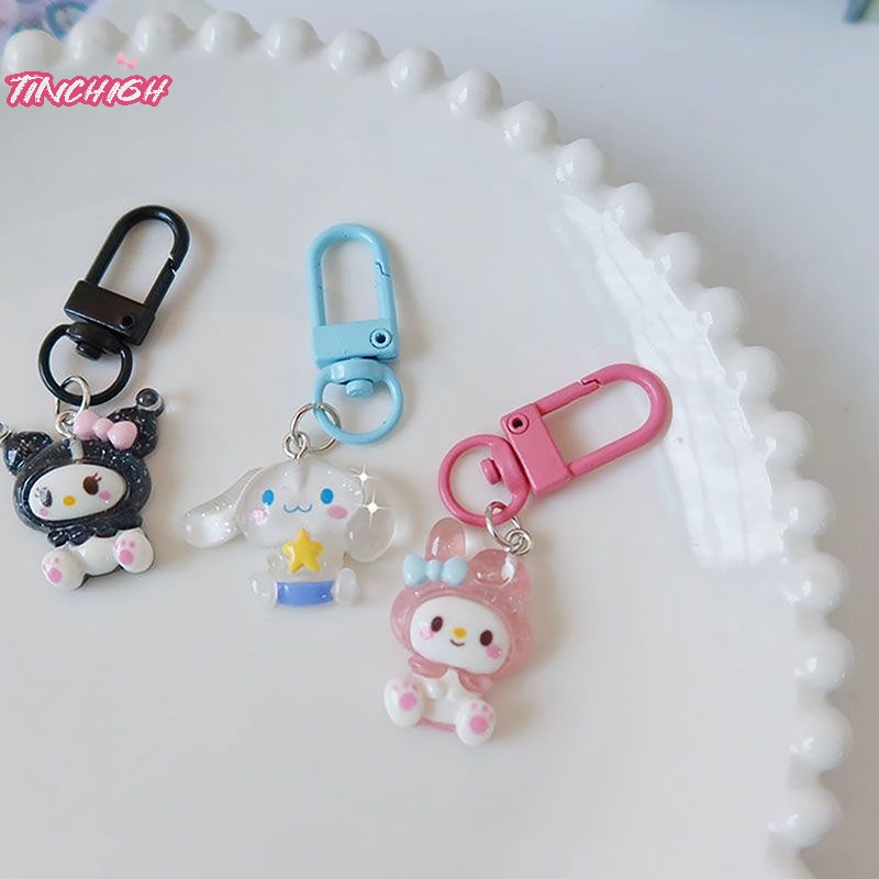 Sanrio anime my melody bag keychain cartoon cinnamonroll cute car keyring phụ kiện trang trí mặt dây chuyền di động