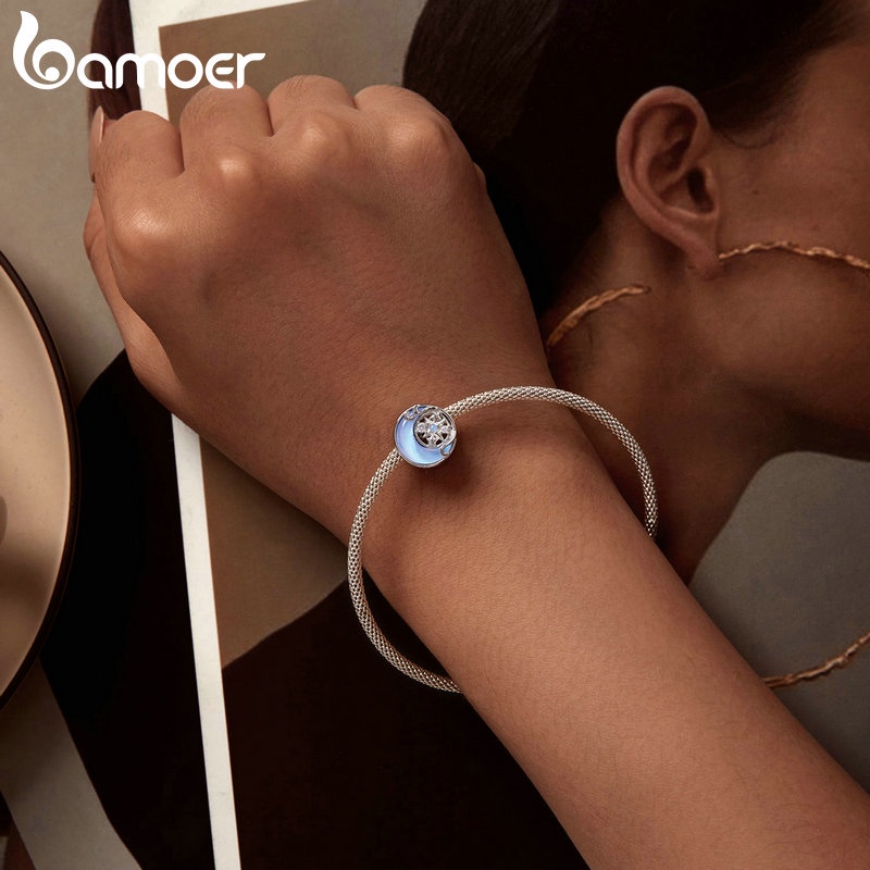 Bamoer Mặt Dây Chuyền Bạc sterling 925 Hình Trăng Sao