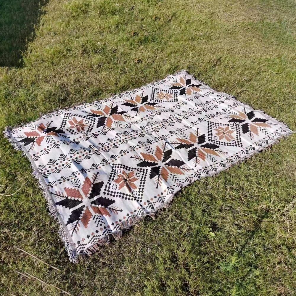 Muvako Thảm cắm trại, mô hình hình học thảm bãi biển dày, sợi polyester gió 90x150cm đạo cụ khăn trải bàn ngoài trời