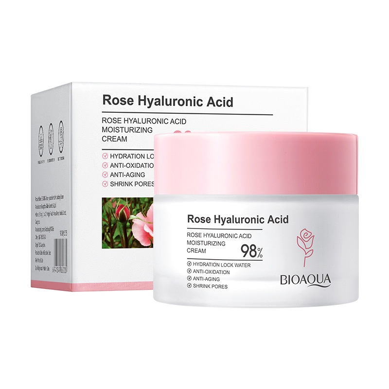 Bioaqua rose hyaluronic acid moisturizer cream hydrating làm sáng tông màu da thu nhỏ lỗ chân lông 50g