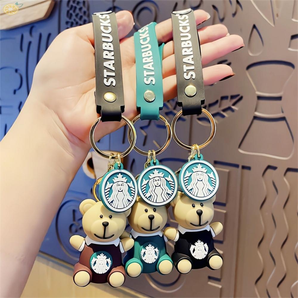 Móc khóa starbucks mặt dây chuyền gấu đáng yêu móc khóa cà phê phi hành gia túi gấu trang trí mặt dây chuyền