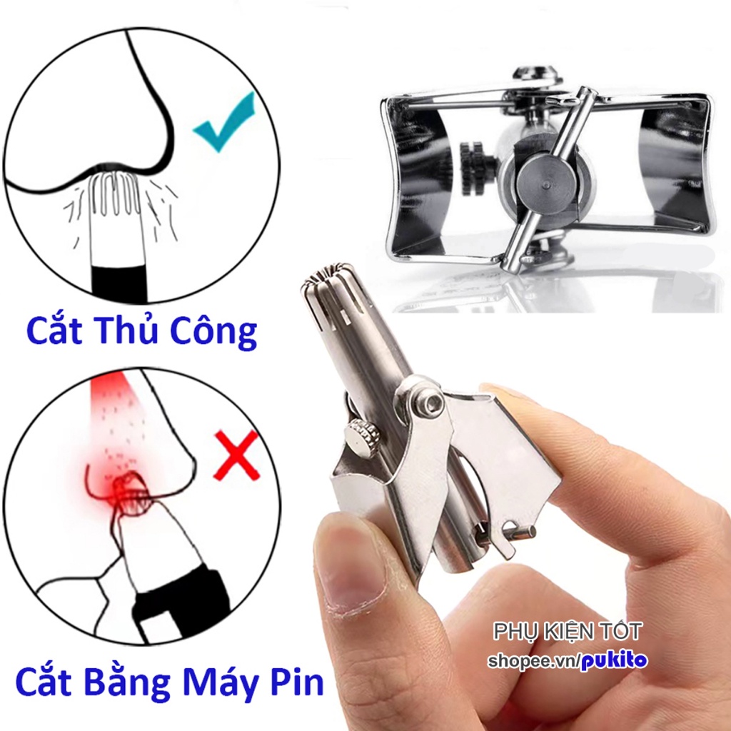 Máy Inox Đâu Tròn Cắt Xoay 360* Tỉa Lông Mũi Bằng Không Gỉ