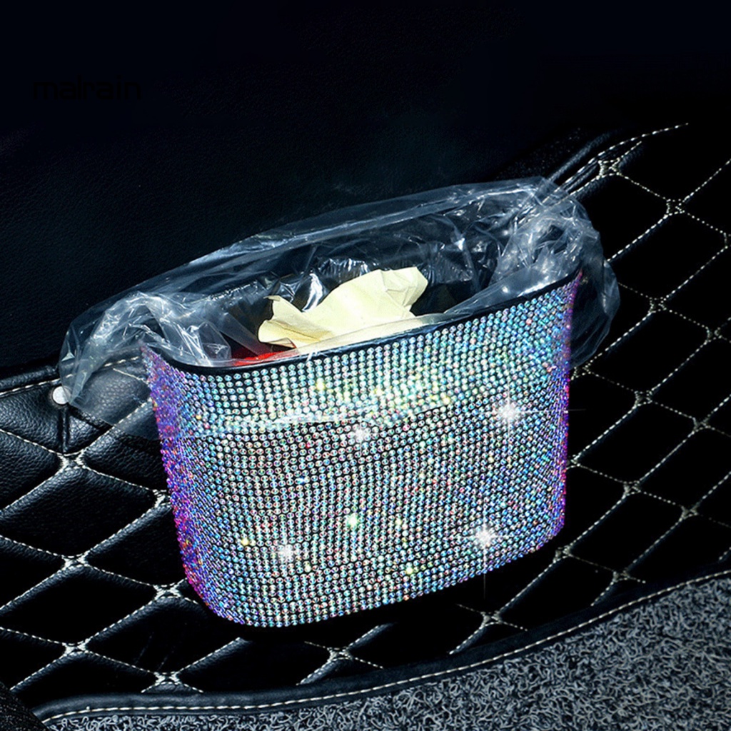 Giỏ Đựng Rác Đính Đá Treo Xe Hơi Tiện Dụng