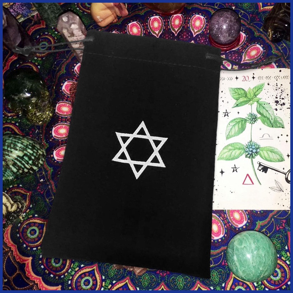 Túi Đựng Thẻ Bài Tarot Bằng Nhung Dày Dặn In Họa Tiết Hexagram