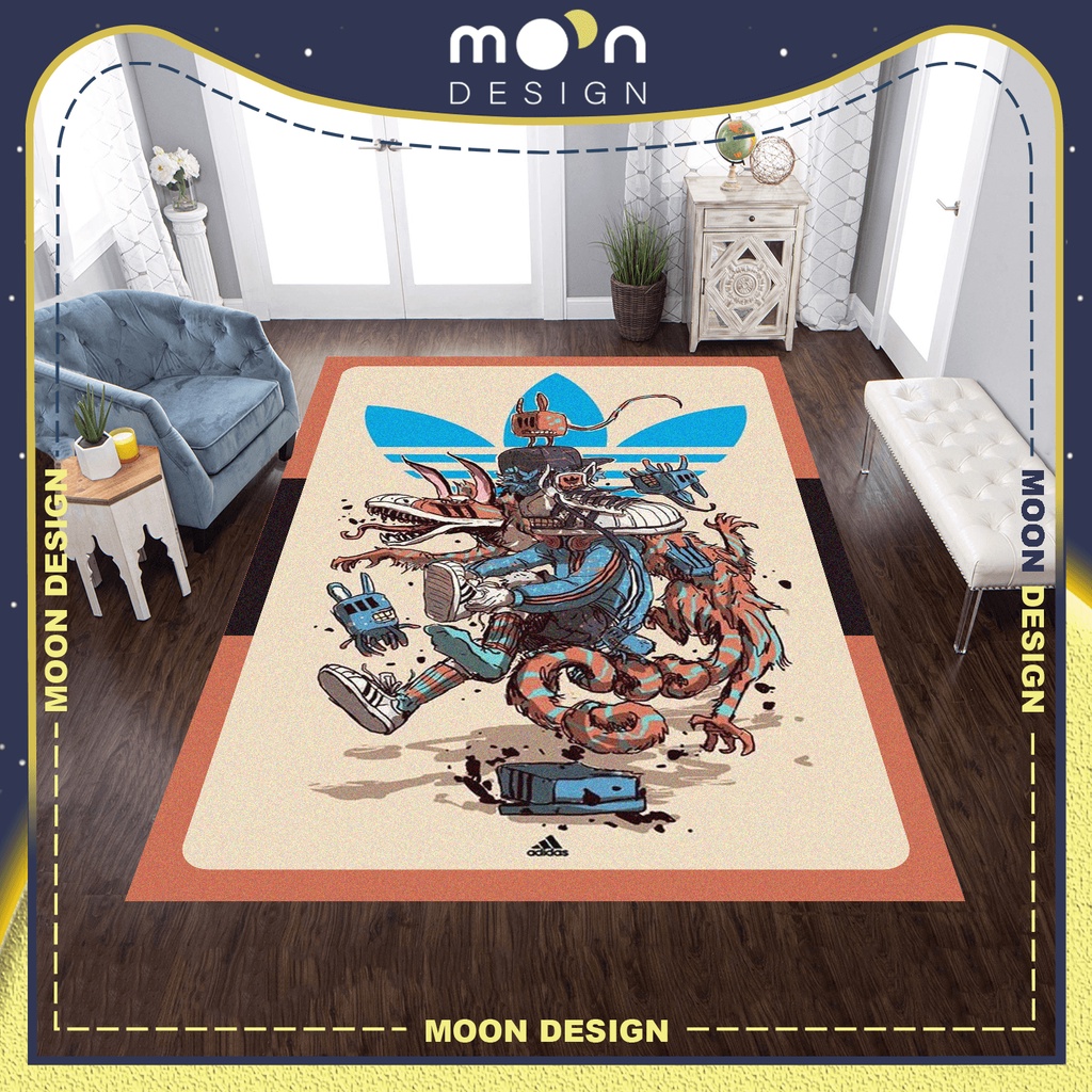 Thảm Trang Trí Moon Design Giày Adidas Lốc Xoáy Decor Trải Sàn Phòng Ngủ Phòng Khách Văn Phòng