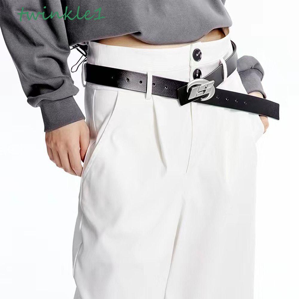 Thắt Lưng Da PU Khóa Hợp Kim Hình Mặt Trăng Phong Cách Punk Hàn Quốc