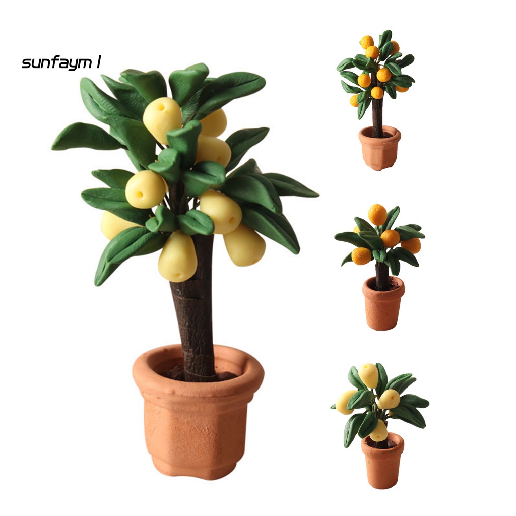 Cây Bonsai Mini Không Phai Màu Siêu Nhẹ Trang Trí Nhà Búp Bê 1: 12