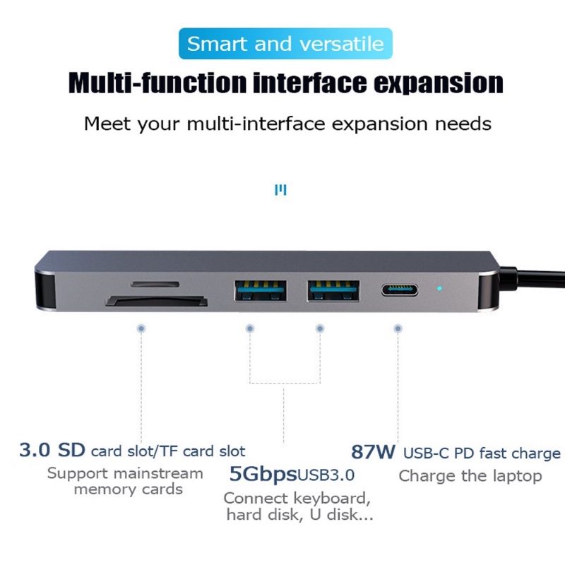 Hub Chuyển Đổi USB C HUB 7 Trong 1 Sang USB 3.0 HDMI Cho MacBook air Pro Nintendo Switch USB-C Type C 3.0