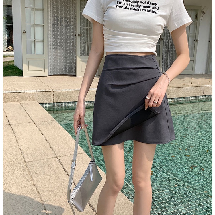 Chân Váy Chữ A Ngắn Lưng Cao Phối Bèo Thời Trang Mùa Hè Hàn Quốc Mới Cho Nữ