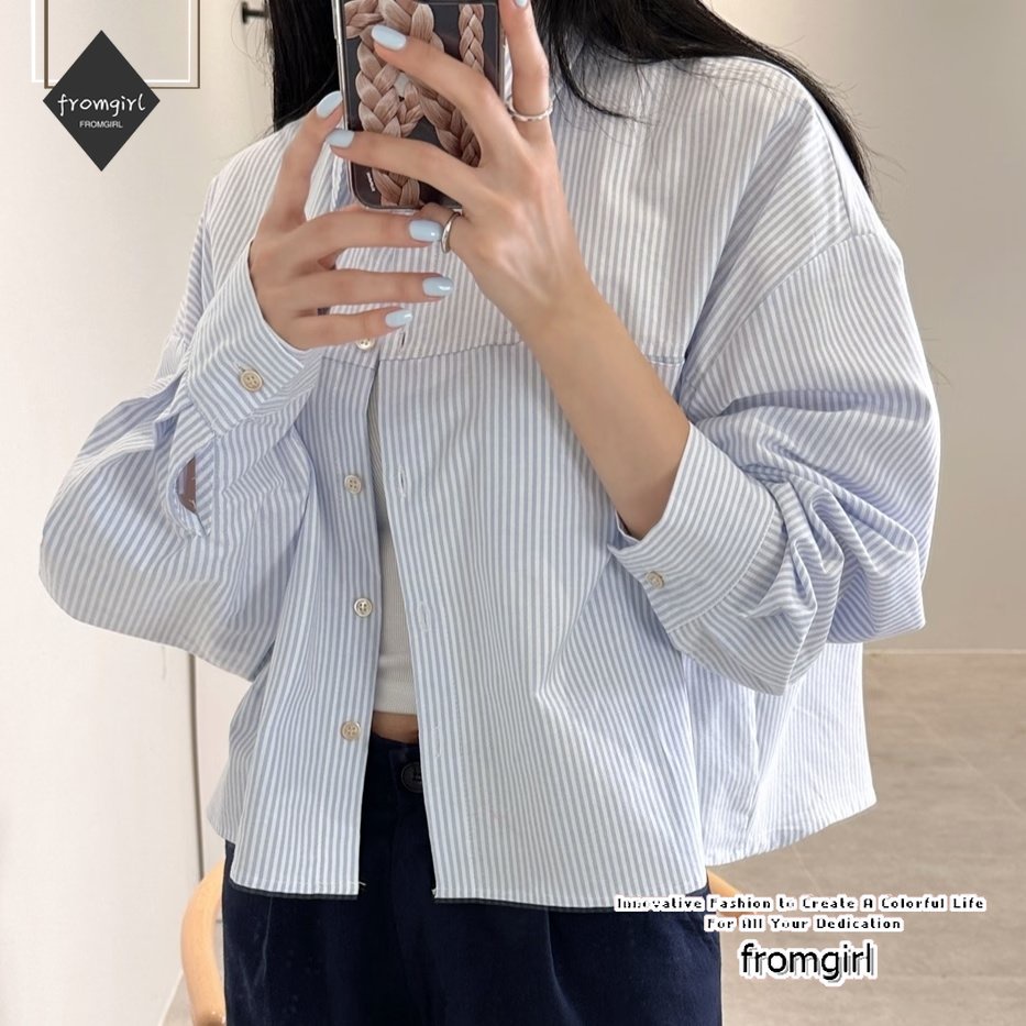 Áo Sơ Mi Nữ Tay Dài Kẻ Sọc Thời Trang Hàn Quốc