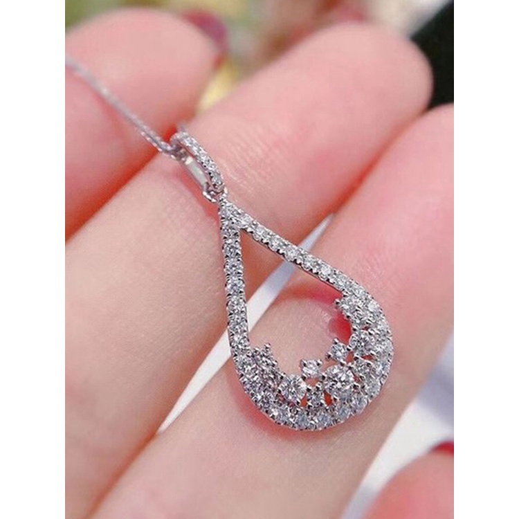 Vòng cổ Mặt Hình Quả Lê Trong Suốt Đính Đá Zircon Sang Trọng Cho Nữ