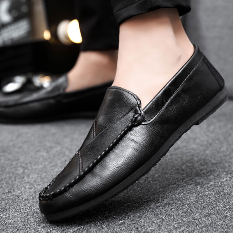 Giày Lười Da Thoáng Khí Phong Cách Hàn Quốc Cho Nam