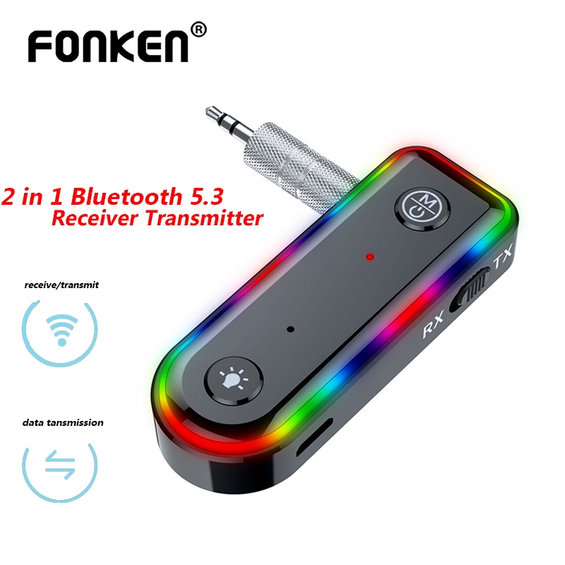 Thiết Bị Truyền Nhận Tín Hiệu FONKEN Bluetooth 5.3 2 Trong 1 Jack Cắm 3.5mm Cho Xe Ô Tô