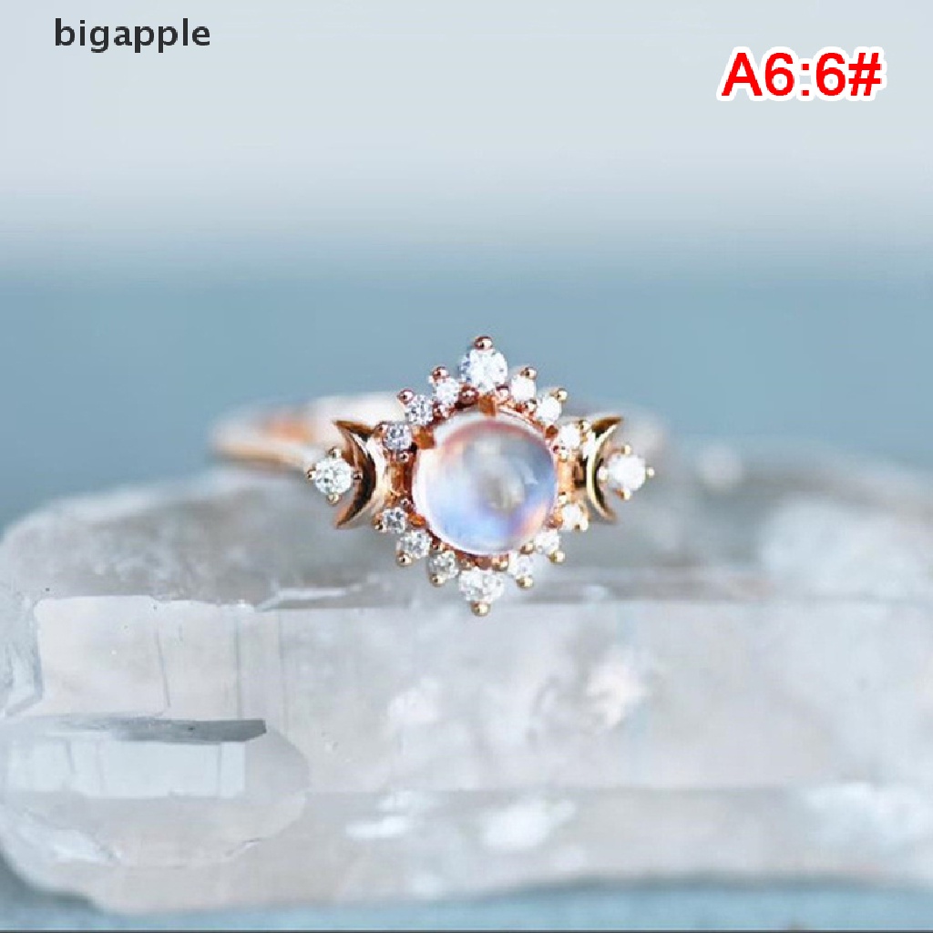 Bigapple Nhẫn Nữ Thần Mặt Trăng Đính Đá Mặt Trăng Màu Bạc Phong Cách Gothic Cho Nữ